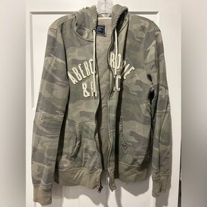 Abercrombie & Fitch Gray Camo Zip-Up Hoodie